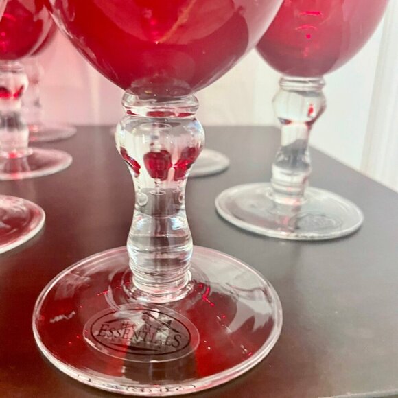 VTG BELL WINE GLASSES RUBY RED GOBLET SET OF 10 LARGE SIZE COLLECTIBLE RARE - Picture 9 of 16